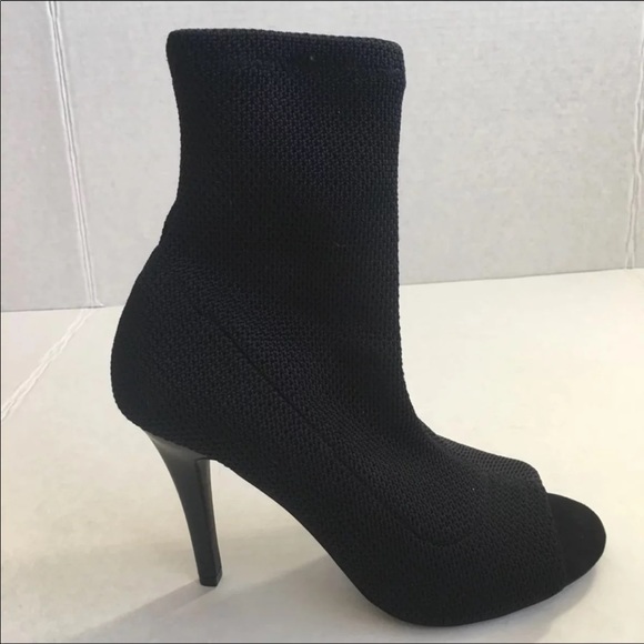 PARKER&SKYStretchBlackAnkleSockPeepToeBooties - Picture 2 of 8